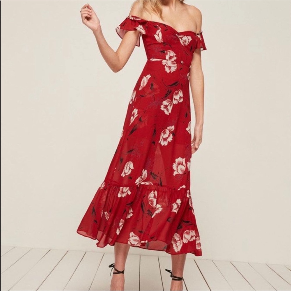 Rare Reformation Tropica Dress in Red Floral